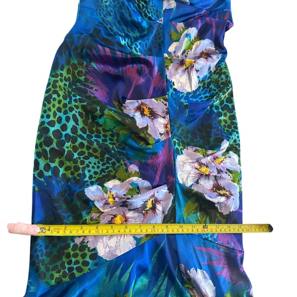 Cache Strapless Mermaid Gown Beaded Bust Tropical Print Sz M READ Y2K USA Made - Picture 8 of 16